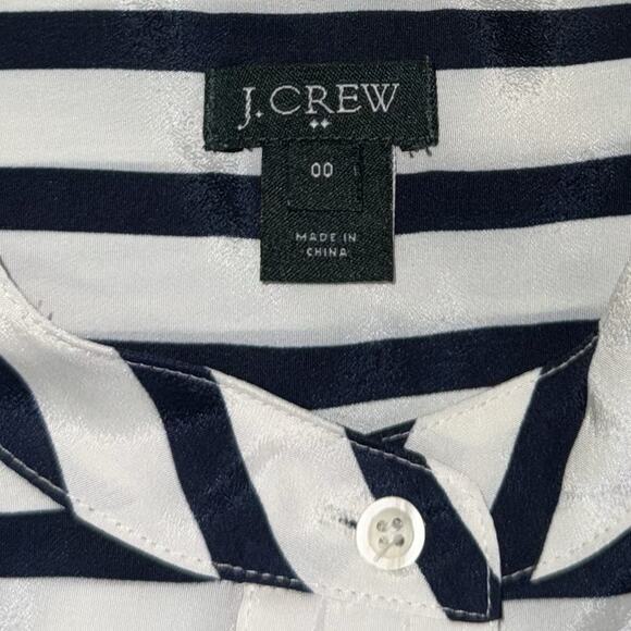 J Crew Top Women's 00 Black White Striped Casual Button Up Popover Shirt - Picture 5 of 8
